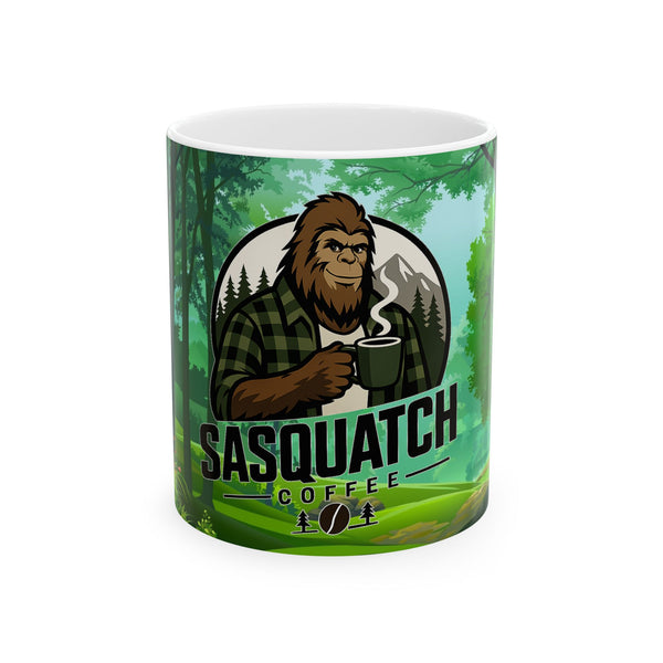 Sasquatch Coffee Ceramic Mug (11oz) – Funny Bigfoot Campfire Coffee Cup