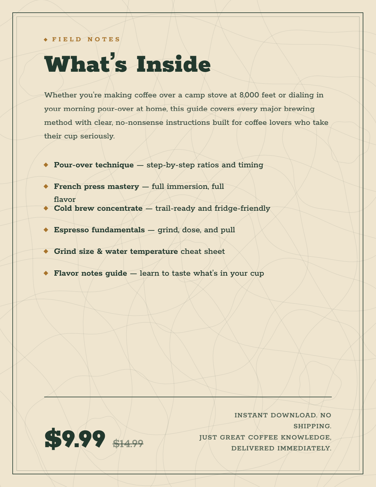 The Sasquatch Brewing Guide back cover with what's inside and pricing
