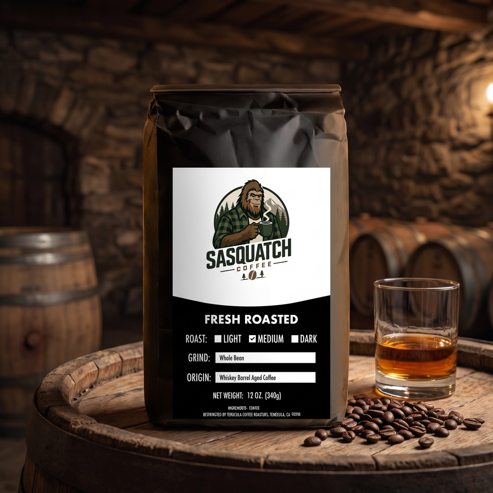 Barrel & Oak · Whiskey Barrel Aged — Sasquatch Coffee