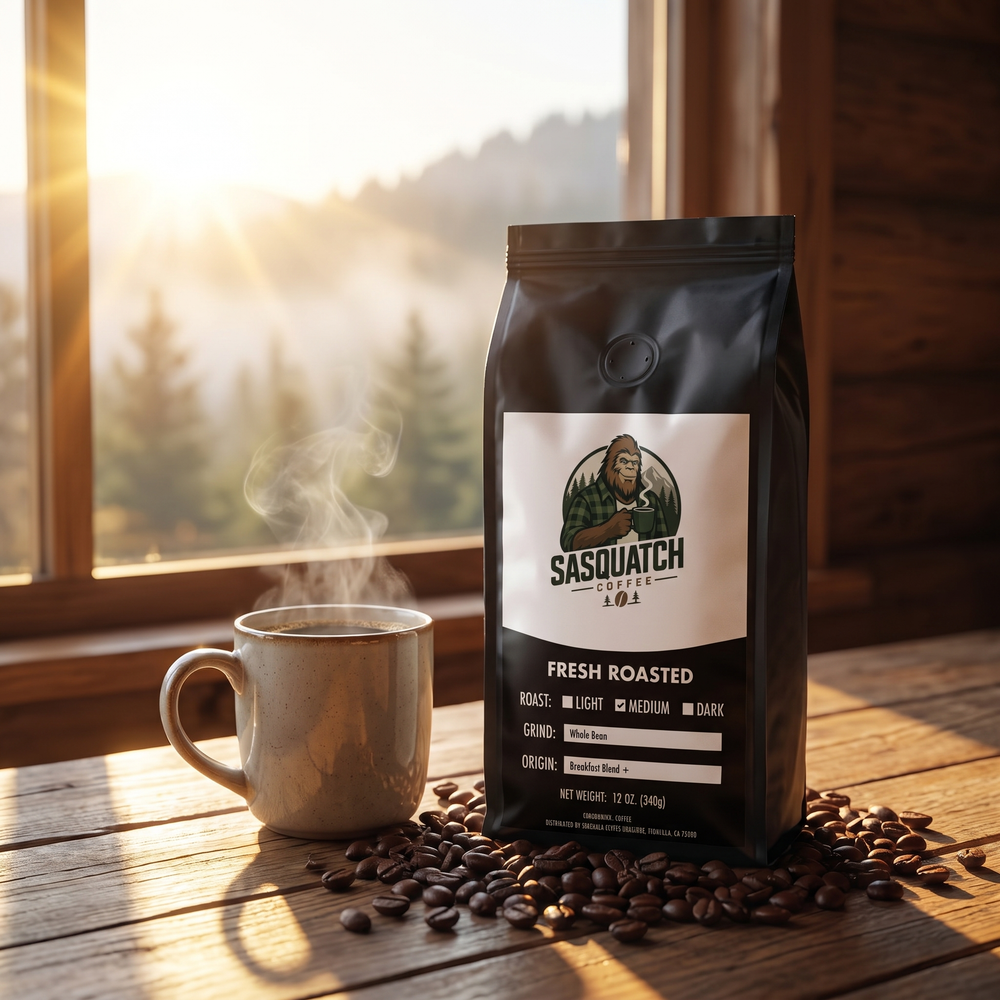 First Light + · Extra-Caffeine Breakfast Blend — Sasquatch Coffee